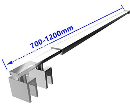 Heilmetz Haltestange Stabilisierungsstange für Duschwände Stabilisator für Glasdicke 8-10 mm Dusche Duschwand Edelstahl 70-120cm Eckig Haltestange (2 Pack)