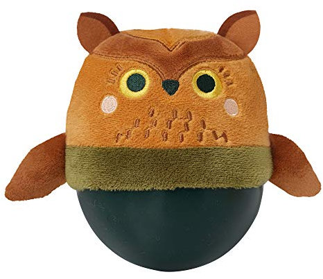 Manhattan Toy Wackeliger Bobbly Owl Weighted, weicher Silikon-Wackelball mit besticktem Plüsch-Baby- und Kleinkindspielzeug