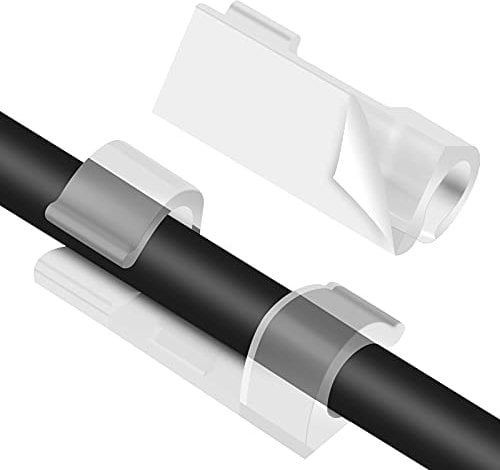 URAQT Clip di Cavi, 80 Pezzi Clip Fermacavi da Parete per Cavi Elettrici, Organizzatore di Cavi con Adesivo per Mouse, PC, Ufficio e Casa (M)