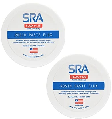 SRA Solder 135 Rosin Paste Soldering Flux for Electronics, No Clean Flux Made for Lead and Lead-Free Solder Circuit Boards and Copper Electrical Wire - Safe Residues with No Goopy Mess (2oz 2-Pack)