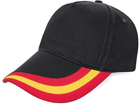 Makio Gorra Bandera de España Regulable Padel Golf Tenis. Gorra 5 Paneles 100% algodón Peinado (Negro)