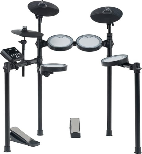 XDrum DD-460C E-Drum Kit - Kompaktes elektronisches Schlagzeug - 25 Kits und 15 Songs - Mesh Heads - Kick-Controller - 2-Zonen-Becken - Schwarz