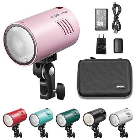 Godox AD100Pro Flash inalámbrico 2.4G con Pantalla OLED, 5800K, 1/8000s, sincronización TTL/Multi/M, con batería de 2600 mAh para Canon, Nikon, Sony, Olympus, Panasonic, Pentax (Rosa)