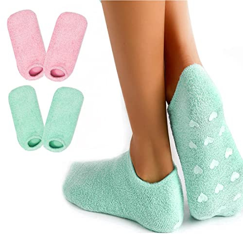 Calzini Idratanti, 2 Paia Calze Idratanti per Piedi Screpolati e Secchi, Riutilizzabili Calzini in Gel Idratanti per Riparare i Piedi, Maschera Piedi, Regalo per la Cura dei Piedi delle Donne