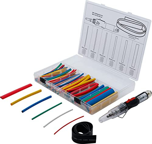 BGS 70143 | Mini chalumeau avec assortiment de gaines thermo-rétractables | colorés | avec ignition piézoélectrique | 162 pièces
