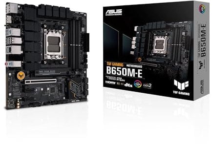 ASUS TUF Gaming B650M-E AMD mATX Mainboard 8+2 DrMOS DDR5, PCIe 5.0, 2 M.2 Steckplätze, Ethernet Realtek 2.5 GB, 2 DisplayPort, HDMI, USB Type-C, bidirektionale AI-Rauschunterdrückung und Aura Sync