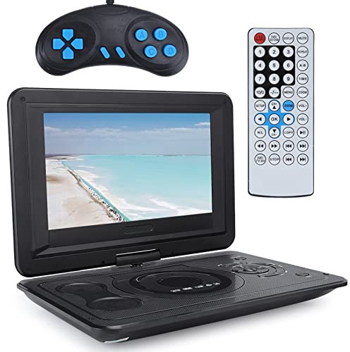 Annadue Lecteur DVD Portable, écran LCD 13,9 Pouces, Fonction TV/FM/USB/Jeu, Toutes Régions, Entrée/Sortie AV, Rotation de 270 Degrés, Batterie Rechargeable (Prise UE)