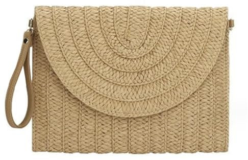 AWAVM Straw Clutch Handbag Purse Straw Crossbody Bag Summer Beach Bags for Women Straw Woven Envelope Bag Party Totes for Evening Party Holiday Travel