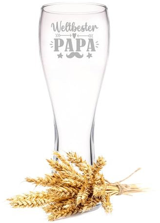 Leonardo Verre à blé avec gravure – Meilleur papa du monde – Cadeau pour papa pour la fête des pères – Cadeau pour les amateurs de bière – Idée cadeau d'anniversaire pour lui homme – 500 ml