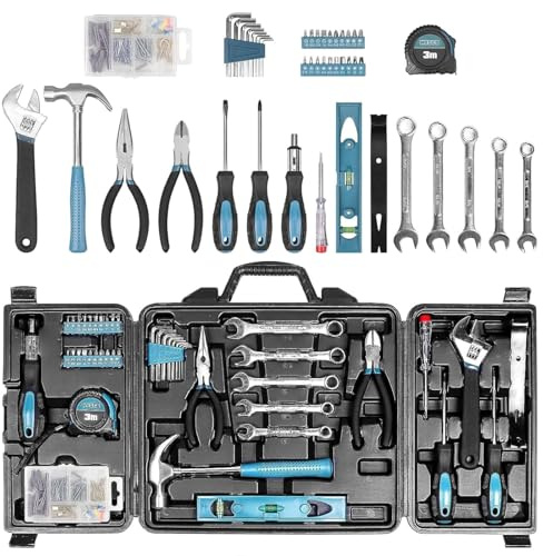 Zeite Tool Kit for Home, 144 Piece Hand Tool Set with Storage Box, General Basic Repair Tool Set with Hammer, Pliers, Wrenches, Voltage Tester, Measure Tape, Screwdriver Bits