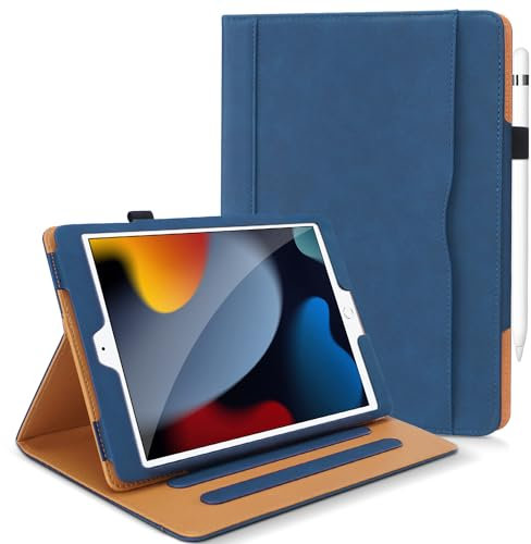 DAORANGE for iPad 9th / 8th / 7th Generation Case (10.2-Inch, 2021/2020/2019 Model), PU-Leather Folio Cover with Pencil Holder, Auto Sleep/Wake & Multiple Angles for iPad 9/8/7 (Navy)
