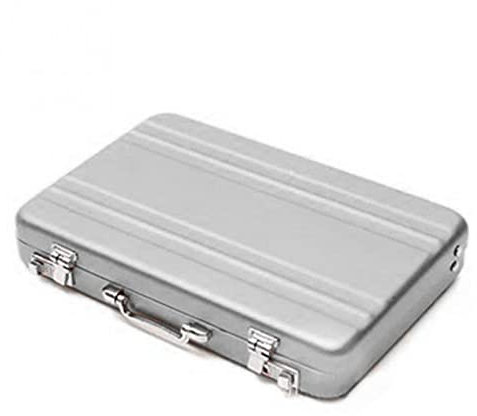 Visitenkartenhalter, Mini-Koffer, Aluminium-Aufbewahrungsbox, Ausweis, Kreditkartenetui, Bankkarten-Box, Schmuckschatulle, Aufbewahrungsbox, Smart Wallet, Schnalle, Visitenkartenetui (Farbe: Silber)