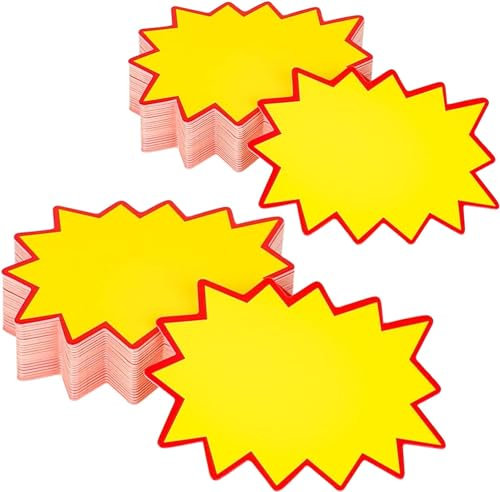 Parallelower 120 Stück Preisschilder Flohmarkt Neon Fluoreszierende Zeichen Starburst Zeichen Price Etikett Price Tag Platzen Papier für Supermärkten, Geschäft, Party Favors (3,2 x 4,3 Zoll)