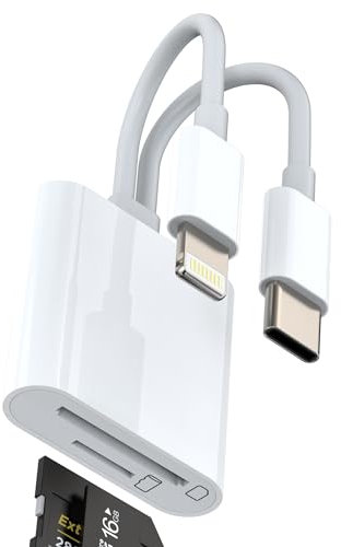 USB C Lightning to TF SD Card Reader for Apple IPhone15 14 13 12 11 Pro Max Plus for IPad Air Mini Macbook Micro SD Camera Memory Viewer Compact Flash Drive Adapter Type C Thunderbolt 4 3 Cable Dongle