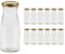 Vitrea TO43 Lot de 12 bouteilles en verre vides Epi - 150 ml - Avec bouchon à visser doré - Pour lait, jus, smoothies, huile - Petites bouteilles à remplir avec couvercle - Pour lait, jus, smoothies,