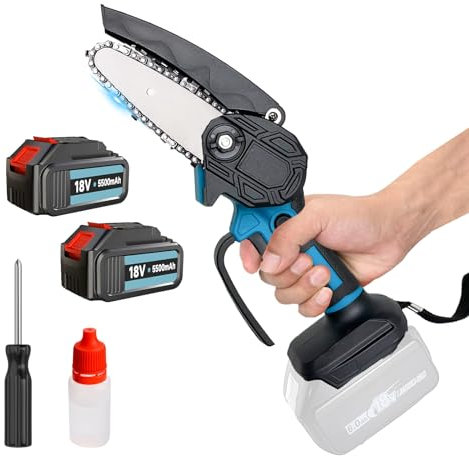 Mini Kettensäge mit Akku 3000mAh, 6 Zoll Mini Kettensäge Elektro mit 2 Akku 3000mAh und Ladegerät, Handkettensäge Akku für Gartenscheren Astschere Holzschneidenz
