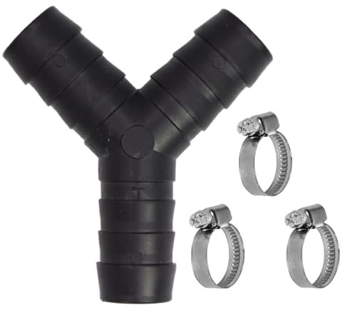 JchEnye 11152 3/4 Zoll (19 mm) bidirektionaler Y-Spender für Ablaufschlauch, inkl. Schlauchschellen