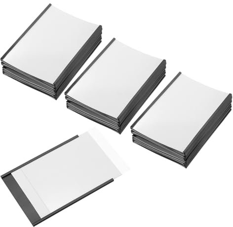 PATIKIL Magnetischer Etikettenhalter 4 x 3 mit Papiereinsätzen, 50 Stück C-Kanal Magnetische Aktenschranketiketten Regal-Datenkartenhalter Schilder für Metallregale Whiteboard