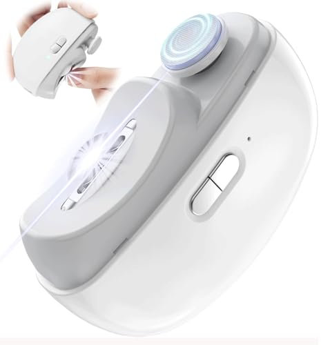 Coupe Ongles Électrique, Coupe-Ongles Automatique 2 En 1, Coupe-Ongles Automatique Rechargeable à 2 Vitesses avec Lumière LED, Coupe-Ongles Portable pour Enfants et Adultes, Manucure (Blanc)