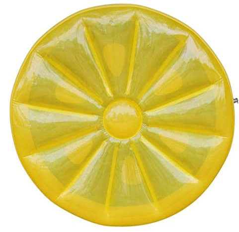 Xweptuy Pool Lounger Mat Ronde Round Pisclable Citron Flottant Radeau Pool Water Toy Game Game Jaune /