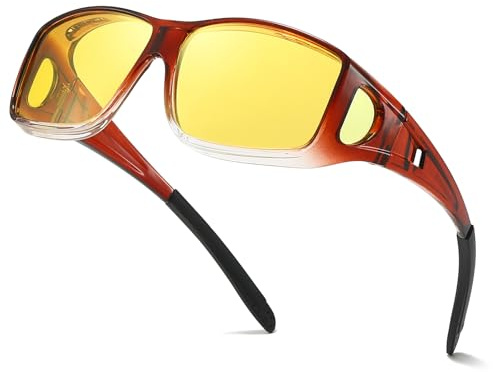 Myiaur Überzieh Lunettes de conduite de nuit pour femmes - Verres jaunes polarisés avec protection contre l'éblouissement - Idéales pour la conduite de nuit sous la pluie, le brouillard et la neige
