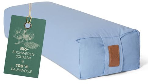 #DoYourYoga Yogabolster »Paravati« mit Bio-Buchweizenschalen (KBA), waschbarer Bezug, 67cm x 13cm, Meditationskissen/Sitzkissen/Zafukissen für Yin Yoga - Hellblau