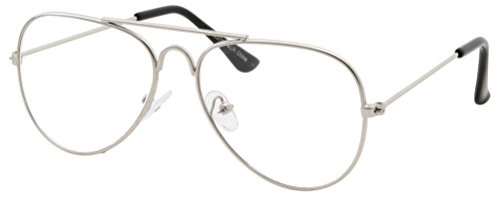 grinderPUNCH Kids Fake Aviator Eye Glasses Clear Lens Children's Non Prescription (Age 3-10), Silver