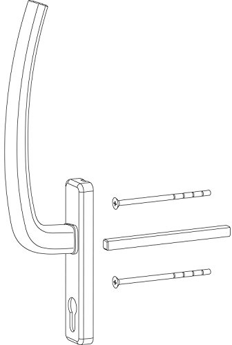 HAUTAU ATRIUM HS Griff PZ innen mit VK, TS 68-80 mm, Alu silber eloxiert, 1 Stück | Zubehör Beschläge für Fensterbeschläge, Schiebefenster, Schiebetürbeschlag