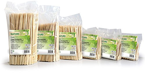 Franz Mensch NatureStar Bio Fingerfood-Spieße Flag, natur, 250 mm | Bambus, 10000 Stück im Beutel (40 x 250 Stück), Grillspieße, Party Picker für Snacks und Häppchen