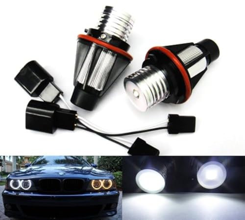 2x Anillo Angel Eye Halo LED Blanco Faro Luz de día Bombilla para E39 E60 E61 E87 E53 E63 E65