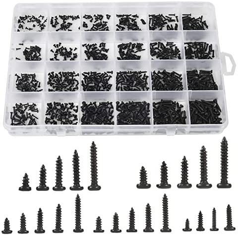 M1 M1,2 M1.4 M1.7 Mélange PA Phillips Micro Vis à tôle Tête ronde électronique Mini kit de vis à bois, Lot de 1000