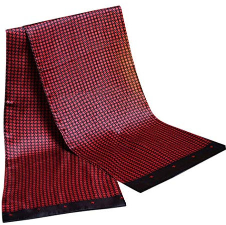 UK_Stone Halstuch Herren 100% Seide Schal Vintage Pattern Seidenschal Herrenschal, Hahnentritt Rot