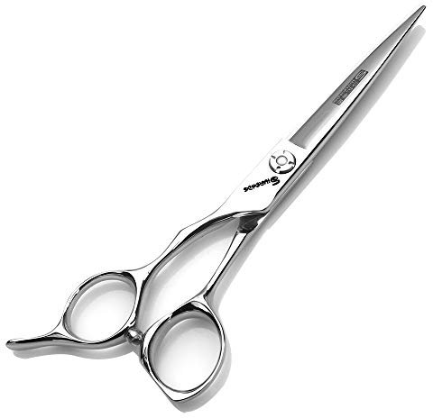 6-Zoll Linkshänder Schere Set, professionelle Linkshänder Schere, Edelstahl scharfe Haarschneider, Friseur spezifische Schere (6-Zoll-Flachschere)