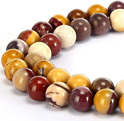 HAAMIIQII 45pcs 8mm Natürliche Mookait Jaspis Perlen Runde Lose Edelstein Perlen für Schmuck Herstellung DIY Armband Halskette