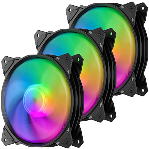 upHere Long Life PF120CF3-3 Lot de 3 ventilateurs à 3 broches pour boîtiers PC, refroidisseurs de processeur et radiateurs 120 mm