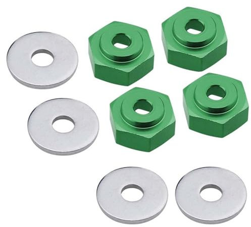 KEEDA 4PCS 12mm drehen auf 17mm Aluminiumlegierung Felgen Sechskant Adapter für 1/10 RC Car Buggy Monster Truck Kann 1/8 Reifenrad Verwenden (Grün)