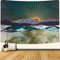 SENYYI Wandbehang mit Berg- und Sonnenuntergang, strahlende Sonne und Natur, Landschaft, Wandteppich, abstrakte Kunst, Heimdekoration für Zimmer (150 x 210 cm)
