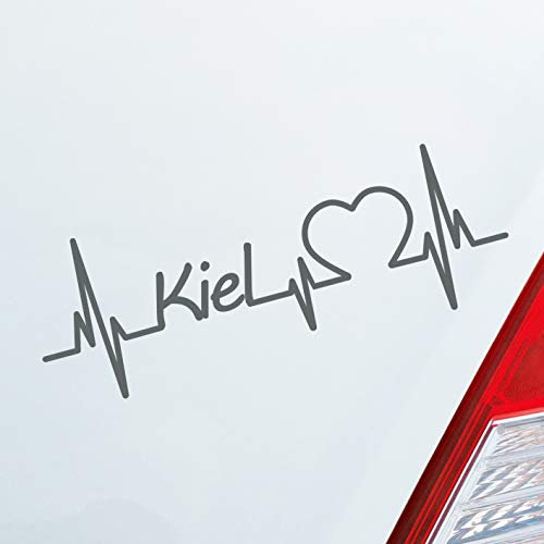 Hellweg Druckerei Auto Aufkleber Kiel Herz Puls Stadt City Liebe Love ca. 19 x 7 cm