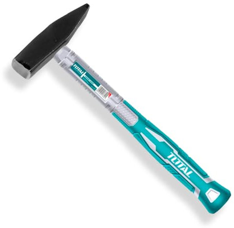 TOTAL - Martello Meccanico | Testa in Acciaio Forgiato | Per Lavori di Meccanica e Carpenteria | Manico in Fibra | Professionale, Comodo e Sicuro | Peso 300 gr