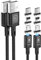 Kuulaa 3-in-1 Magnetic Charging Cable 2 Pack (1M + 2M) Nylon Braided USB C Data Cable for iPhone/Samsung/Micro USB Devices, Black