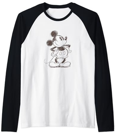 Disney Mickey Mouse Classic Retro Sketched Profile Raglan