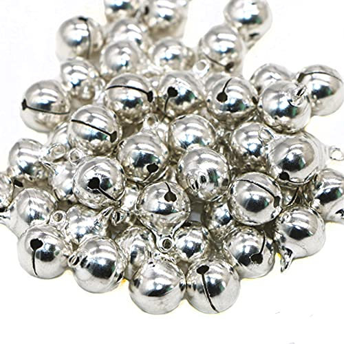 100 Stück Silber Metallglöckchen,Glöckchen Schellen aus Eisen mit Öse,Weihnachten Hochzeit Dekor Anhänger Bells für DIY Basteln Schmuckherstellung Haustier Wind Glockenspiel Weihnachtendeko,14mm