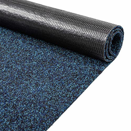 ANRO Fußmatte Schmutzfangmatte Teppich Läufer Sauberlaufmatte rutschfest Indoor Outdoor abwaschbar für Flur Eingang Poet Meterware Blau 300 x 100 cm (Rechteckig)