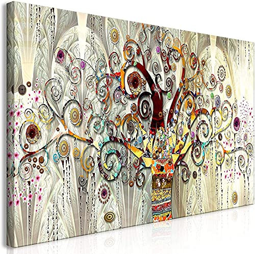 LLNN Albero della vita di Gustav Klimt Landscape Wall Art Canvas Poster e stampe scandinave Immagine di arte moderna per soggiorno 75x170cm Con cornice