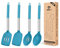 Pack of 4 Silicone Cooking Utensils Set, Non Stick Large Solid Spatulas, Heat Resistant Blue Slotted Spoons, Ideal BPA Free Kitchen Turners for Frying, Mixing,Serving,Draining,Turning,Stirring