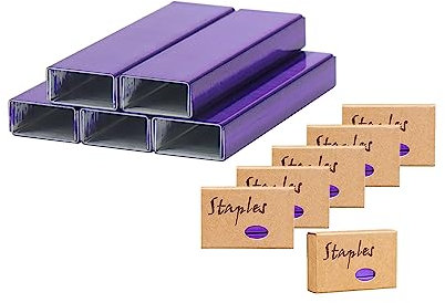 NatSumeBasics Heftklammern, Lila, 26/6, Größe 950, 3800 Stück, 6 Packungen, Bürobedarf, Stapler, Standardgröße, 12 mm Breite, 6 mm Stiftbeinlänge
