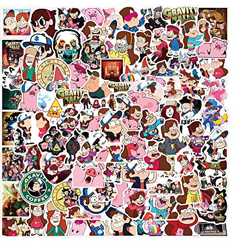 Gravity Falls Aufkleber für Laptop (100 Stück), Geschenk für Kinder, Teenager, Erwachsene, Mädchen, Jungen, wasserdichte Cartoon-Anime-Aufkleber für Wasserflasche, Scrapbook, Skateboard