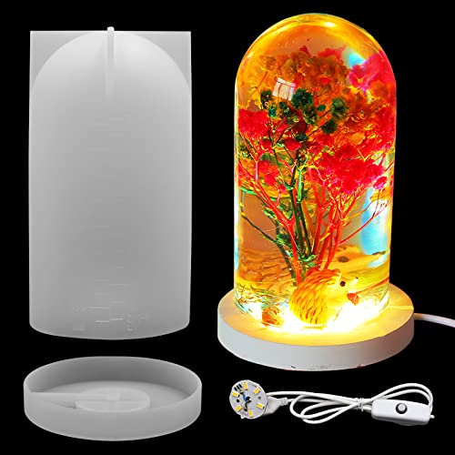 3 moldes esféricos grandes de resina de silicona para conservación de flores con luz USB para bricolaje, resina epoxi, fundición, manualidades, adornos de escritorio, decoración de mesa y hogar
