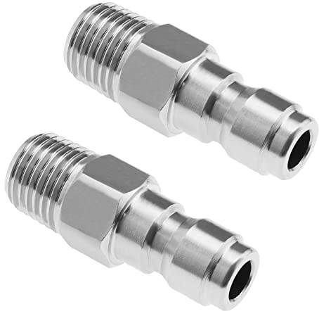eMagTech 2PCS Hochdruckreiniger-Adapter 1/4 Zoll NPT-Außengewinde Schnellkupplungsstecker 304 Edelstahl-Kupplung für Hochdruckreiniger-Auslass-Sprühlanze 5000 PSI