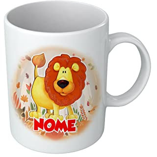 Tazza Leone - Nome Personalizzabile - Leoncino - Animali Simpatici - Tazze con Nome - Bambino - Idea Regalo